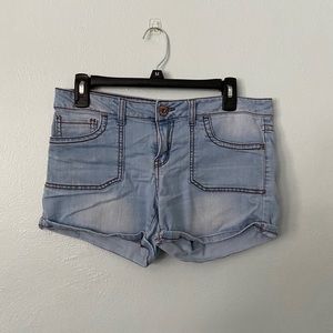 Light wash denim shorts